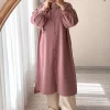 Boydan Düğmeli Zen Tunik - Pudra