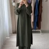 Elsa Düğmeli Spor Takım - Haki