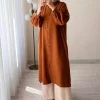 Boydan Düğmeli Zen Tunik - Tarçın