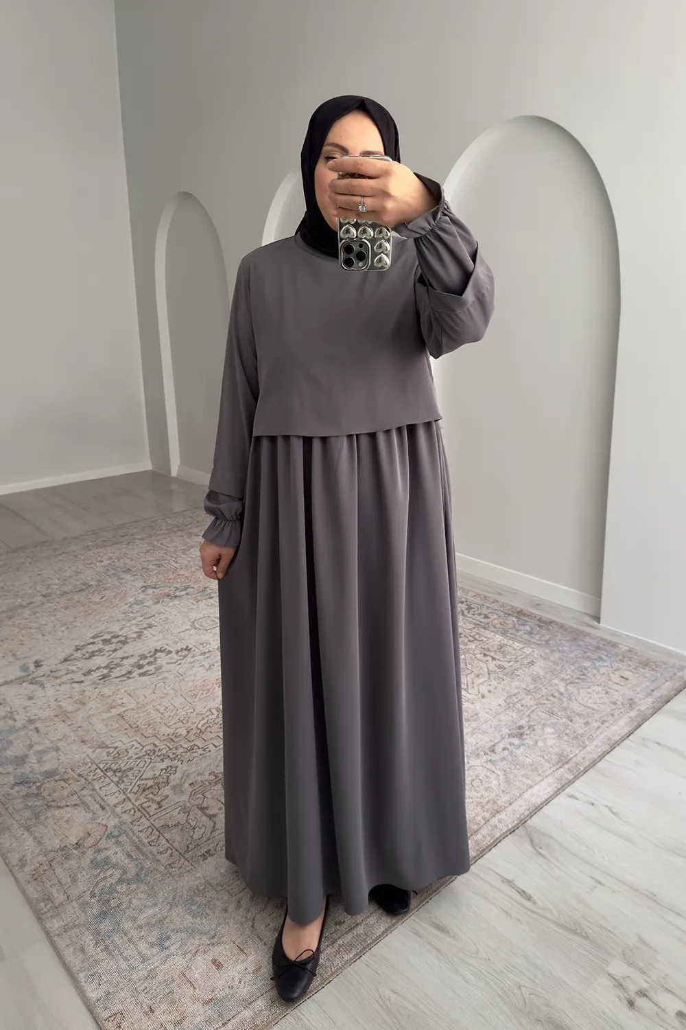 Layra Büzgülü Elbise - Kül
