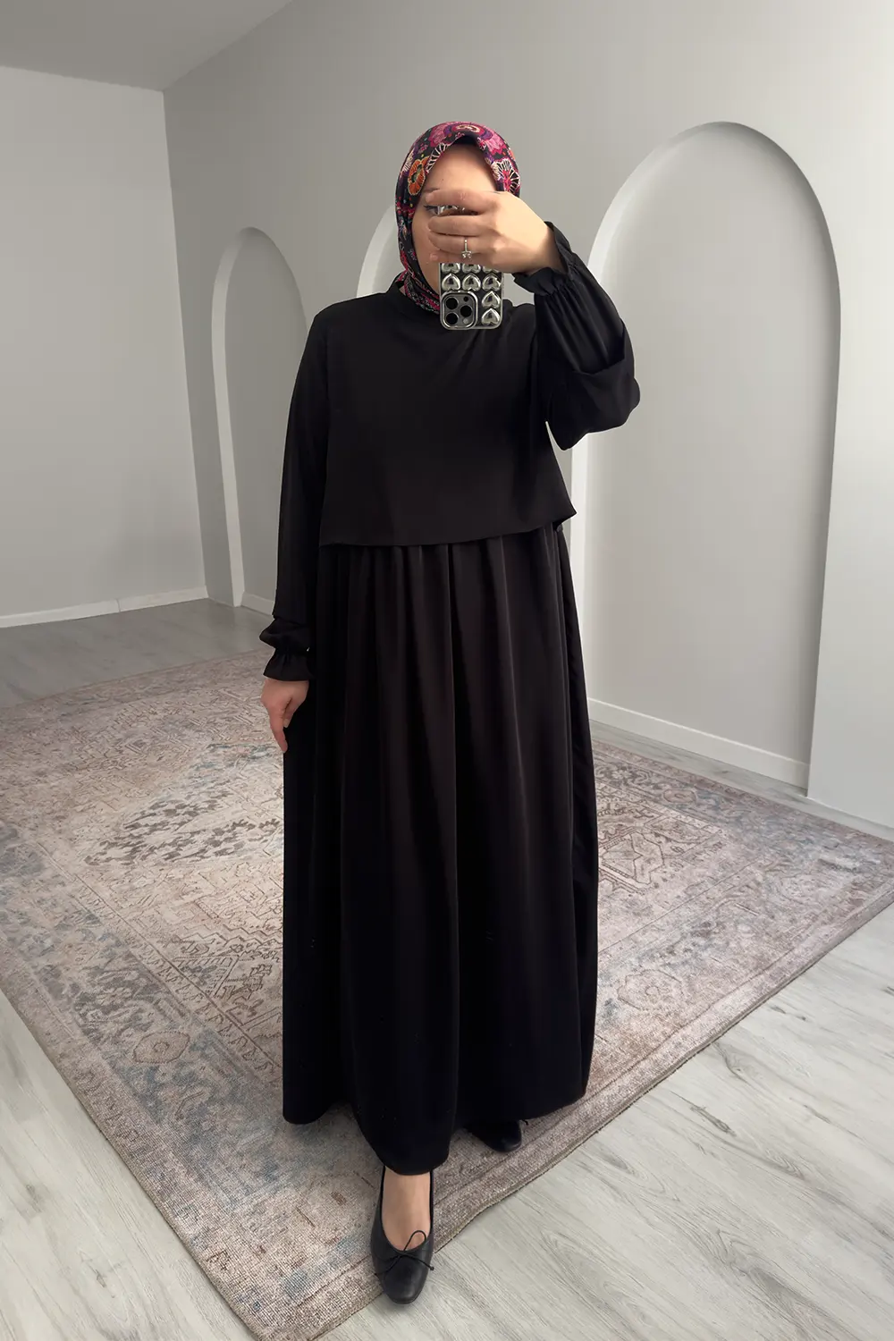 Layra Büzgülü Elbise - Siyah