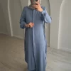 Alya Bel Detaylı Tam Boy Takım - Açık Mavi