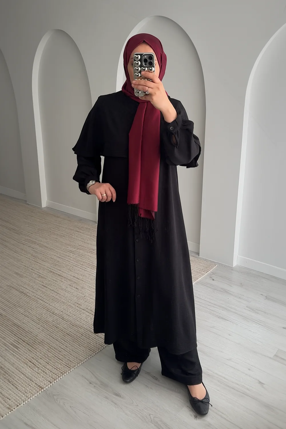 Bella Pelerinli Tam Boy Takım - Siyah