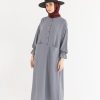Kanguru Cep Uzun Tunik - Gri