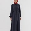 Mia Boydan Düğmeli Kemerli Takım - Antrasit